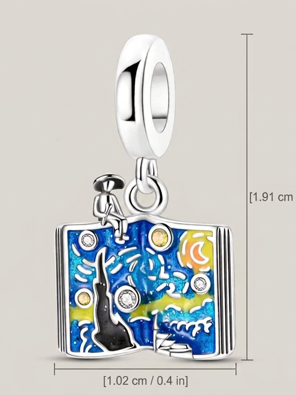 Starry Night Reader Dangle Charm - Picture 4 of 4